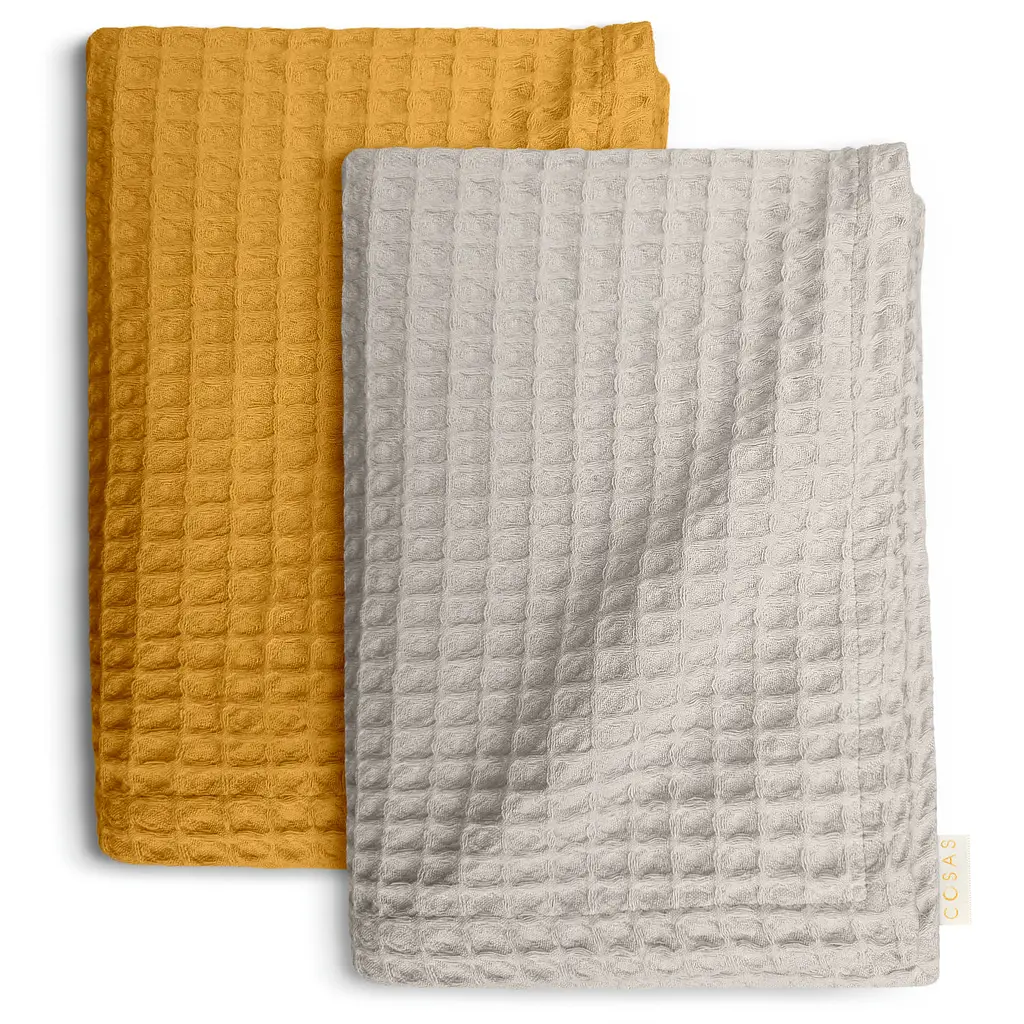 Вафельні рушники Marigold Greek Waffle 2шт 55х90см/75х130см (SetTw_GreekWaffle_23Curcuma55x90_35Bronze75x130)