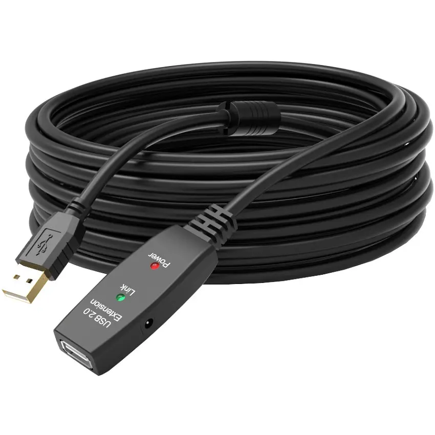 Кабель продовжувач USB 2.0 AM-AF, 40.0 м, активний, з додатковим живленням