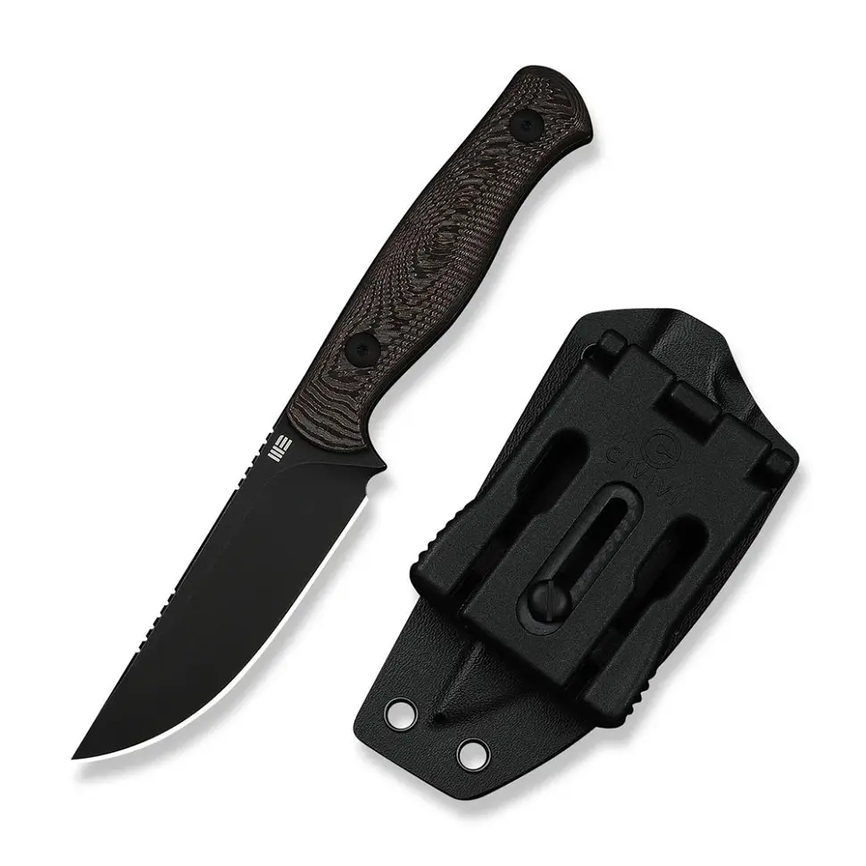 Ніж фіксований туристичний Weknife Notchline, (8.7 см) CPM S35VN /Carbon Fiber мідний з чохлом - фото 4