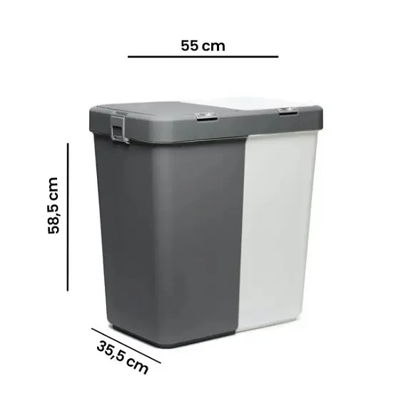 Кошик для білизни Motek подвійний білий/антрацит 40+40 л (MT-09) - фото 4