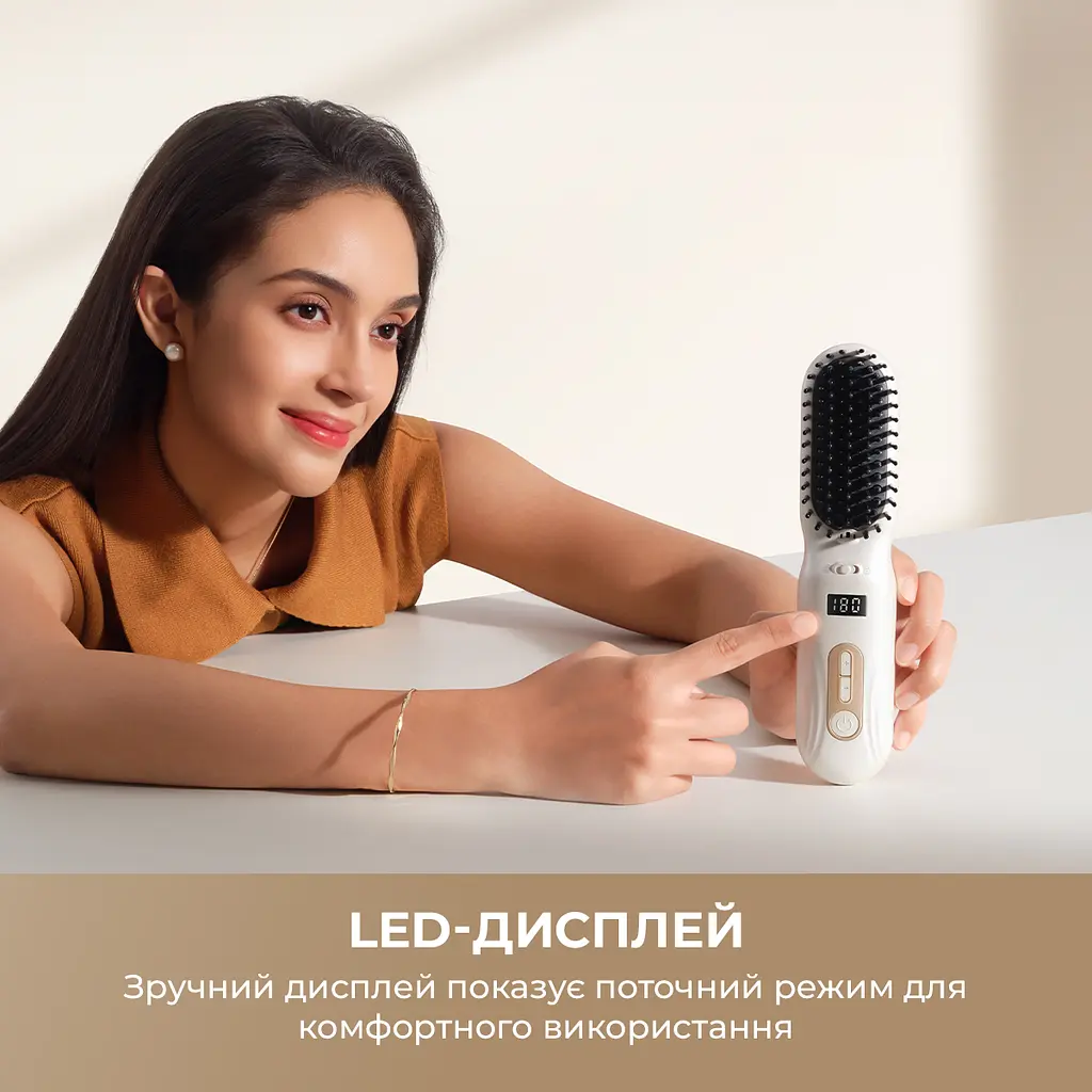 Бездротова щітка-випрямляч для волосся з іонізацією Dreame Silky White (AA02A-WH) - фото 9