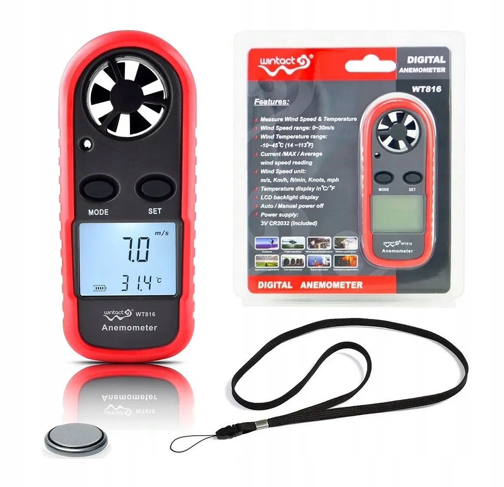 Анемометр цифровий 0,1-30 м/с, -10-45 °C WINTACT WT816 - фото 6