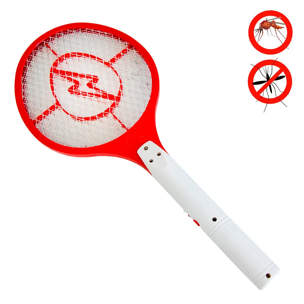 Электромухобойка ракетка аккумуляторная красная с белой ручкой Rechargeable Mosquito Hitting Swatter - фото 2