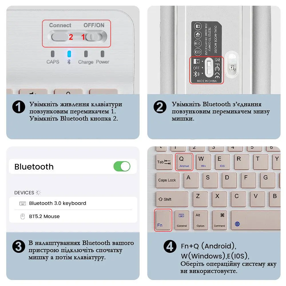 Бездротовий комплект Primo NB01 Bluetooth клавіатура і мишка Black - фото 7