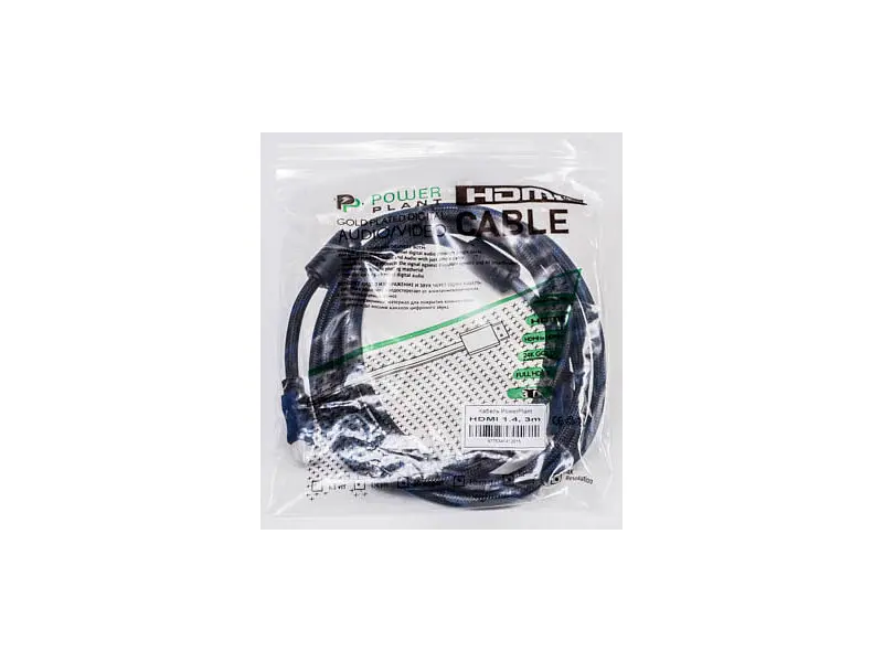 Кабель PowerPlant (KD00AS1201) HDMI - HDMI, 3м, позолочені конектори, 1.4V, Nylon, Double ferrites - фото 3