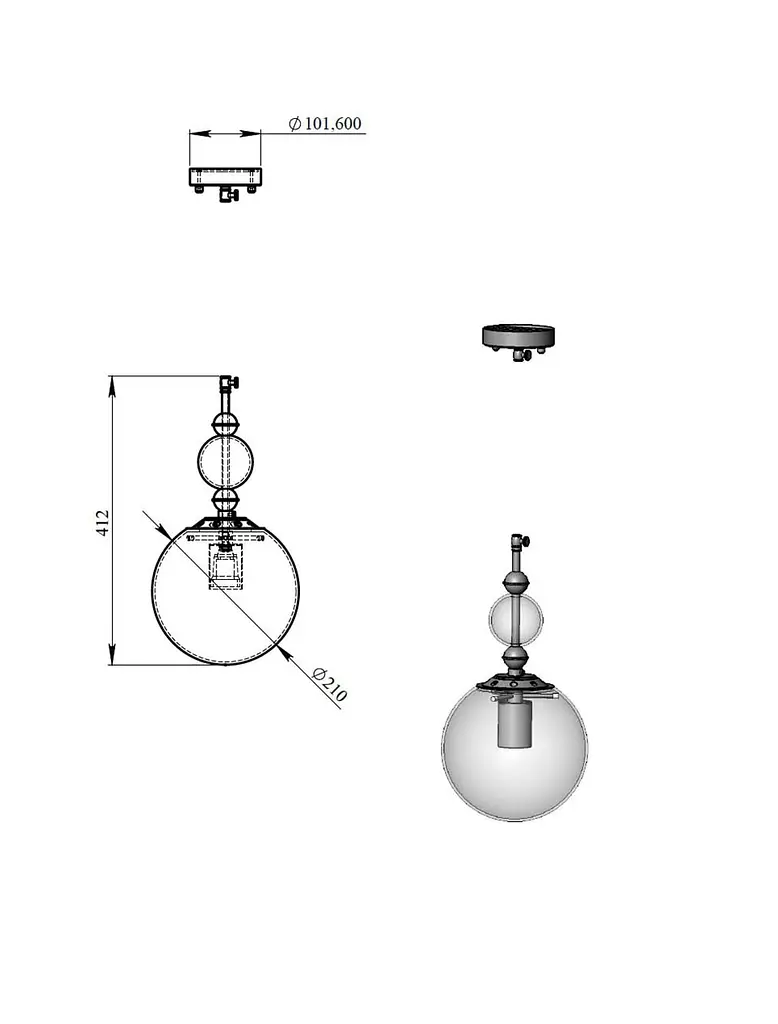 Подвес FJ Glass Balls PikArt арт. 23689 Сталь Белый - фото 3