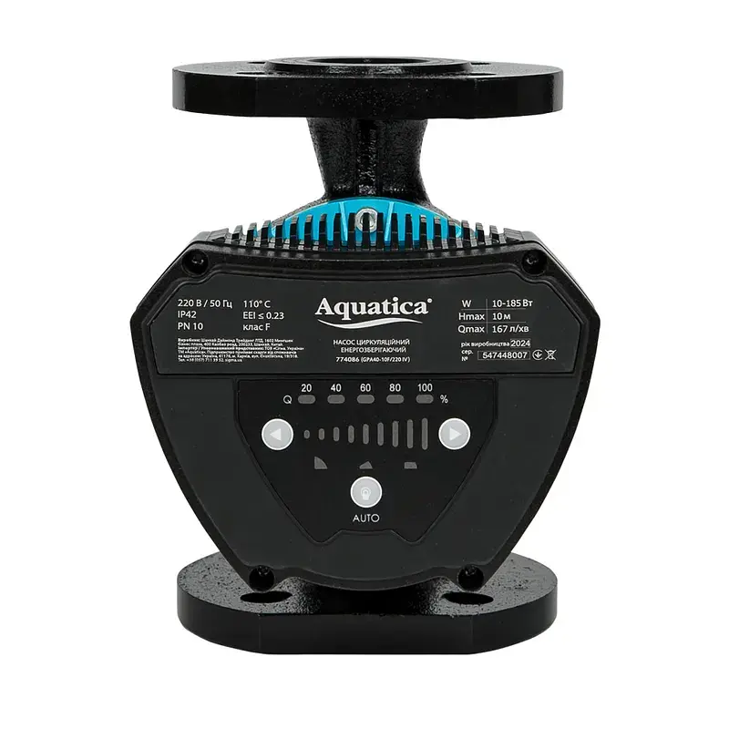 Насос циркуляційний енергозберігаючий фланц 10-185Вт Hmax 10м Qmax 167л/хв DN40 220мм + відповідний фланець AQUATICA GPA40-10F/220 IV (774086) - фото 6