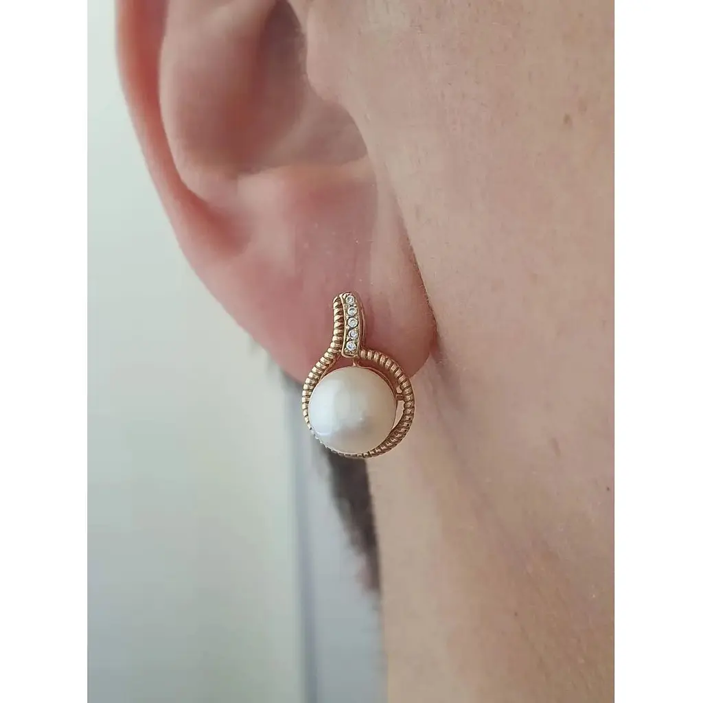 Золоті сережки Гаразд з перлами і фіанітами. 3532785 - фото 2