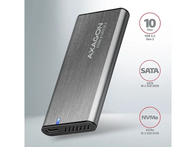 Кишеня для накопичувача AXAGON SuperSpeed+ Raw Box Gray (EEM2-SG2) - фото 2