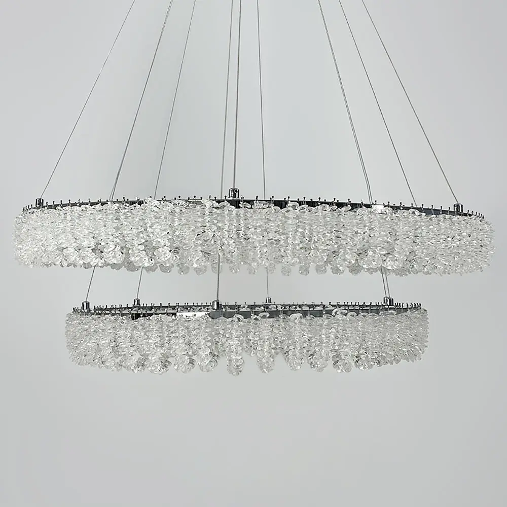 Кольцевая хрустальная люстра в хроме на 2 яруса 80+60 см Ст. 33038-800+600 CH | Line F - фото 4