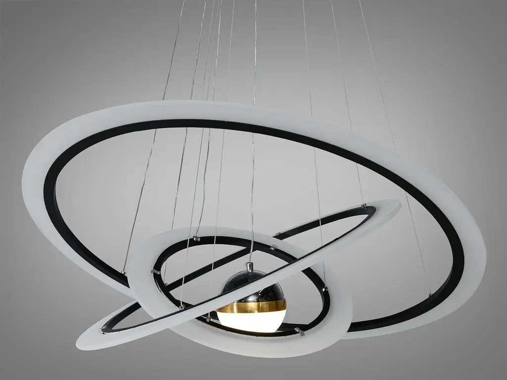 Світлодіодна люстра з додатковим підсвічуванням,140 Вт, чорна - фото 4