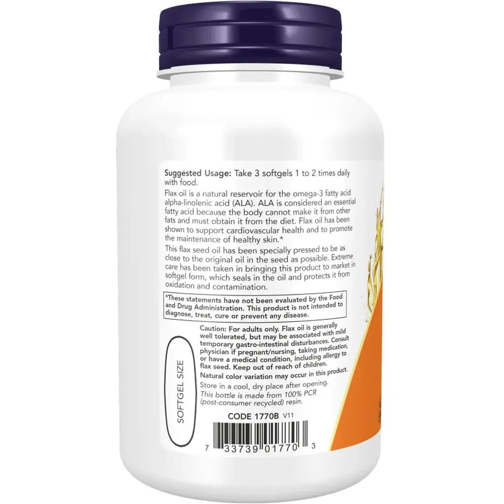 Лляна олія Now Foods Flax Oil 1000 mg 100 softgels - фото 3