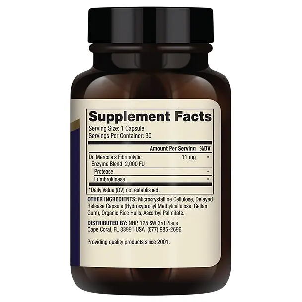 Пробіотики і пребіотики Dr. Mercola Lumbrokinase Enzymes 30 капсул - фото 2