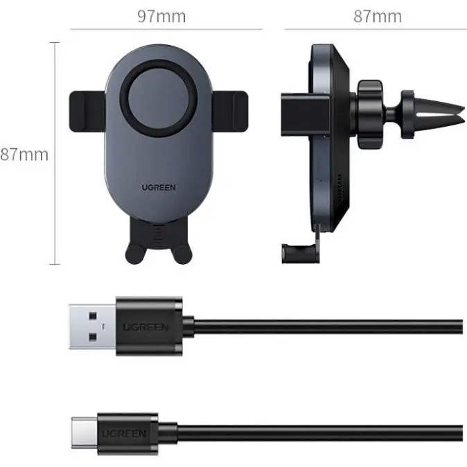 Автотримач для телефону Ugreen CD256 Wireless Car Charger з бездротовою зарядкою - фото 2