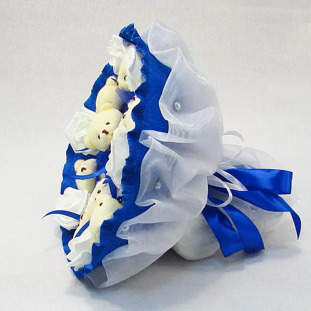 Букет из мягких игрушек 9 мишек 5339IT синий - фото 4