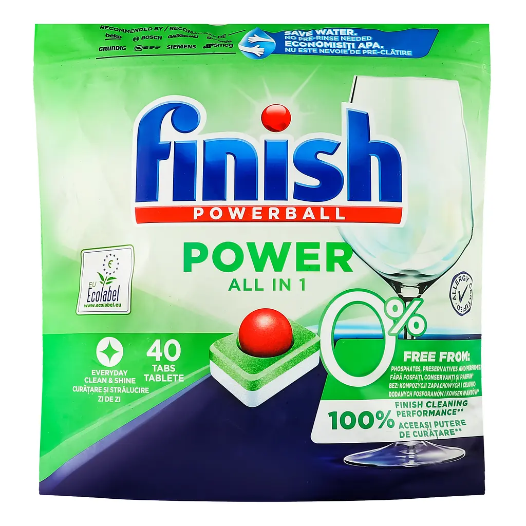 Таблетки для посудомийних машин Finish All-in-One 0%, 40 шт. - фото 2
