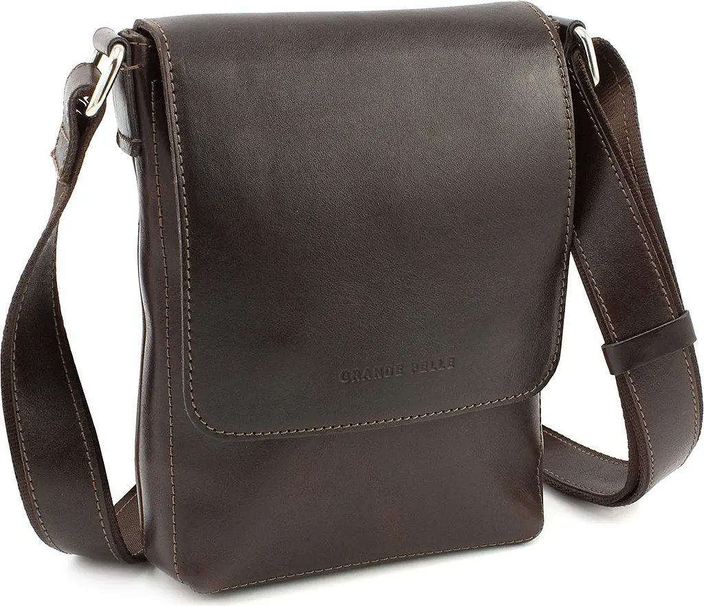 Чоловіча шкіряна сумка через плече GRANDE PELLE 20×15×5 см sum0022227