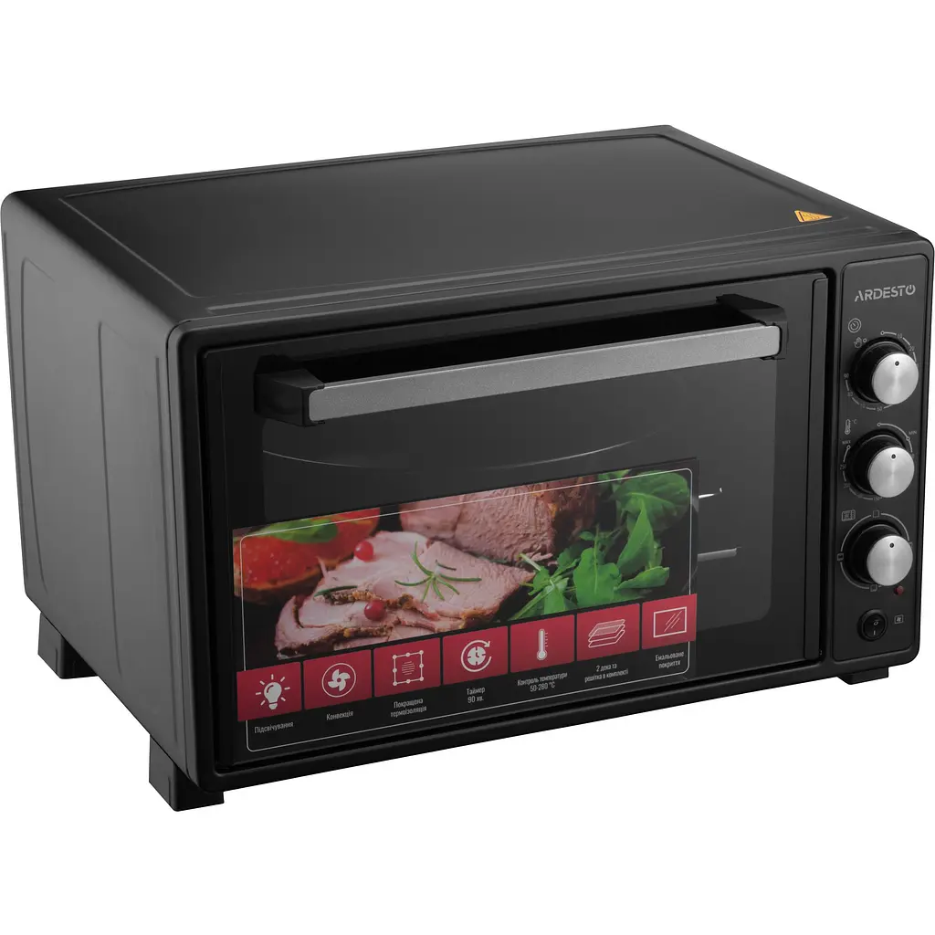 Электропечь Ardesto 1300 Вт, 40 л, скрыт.ниж.тен, таймер, подсвеч., конвекция, черный - фото 2