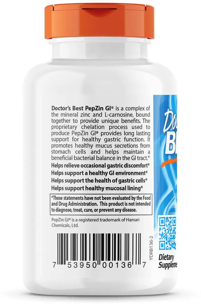 Витамины и минералы Doctor's Best PepZin Gl, 120 вегакапсул - фото 2