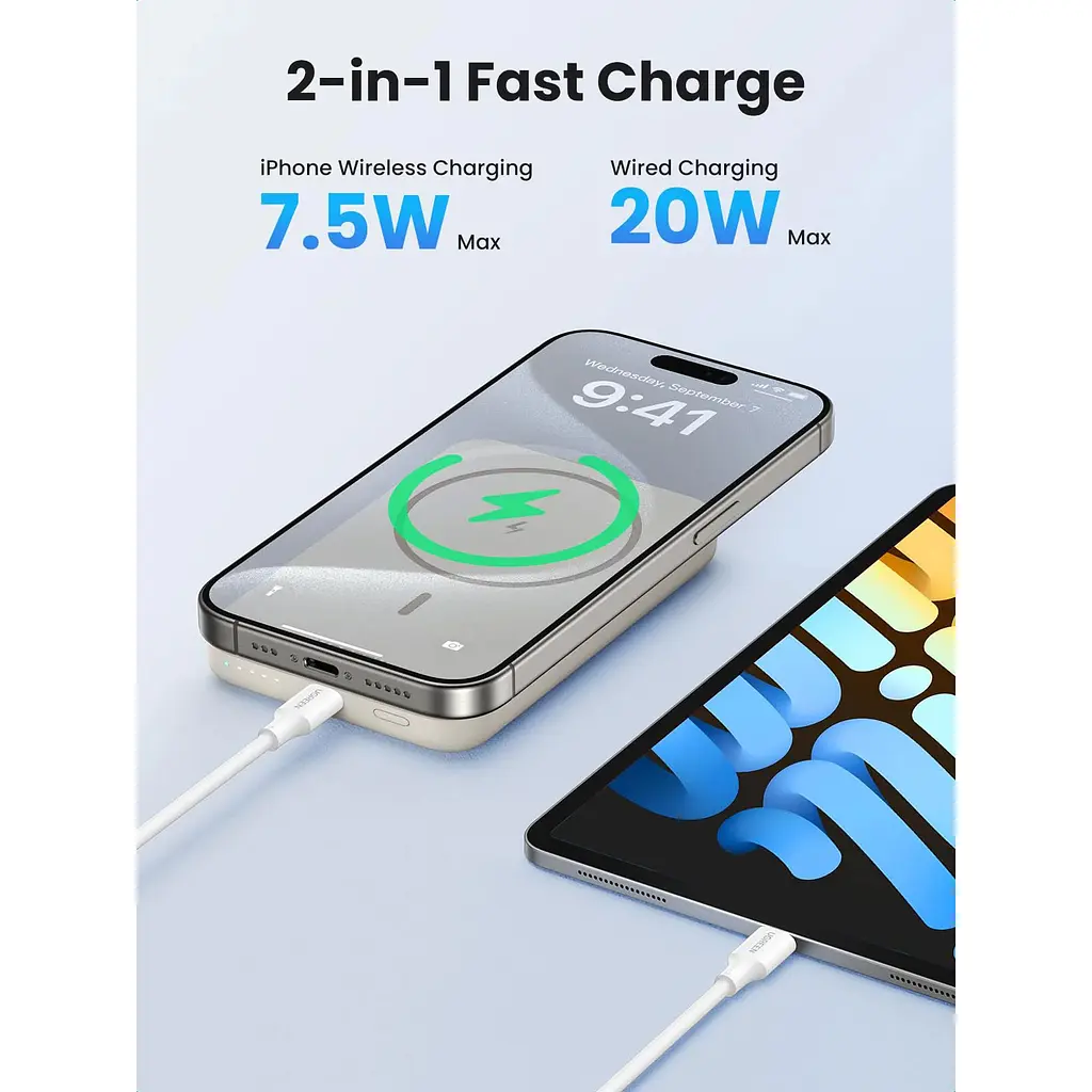 Зовнішній акумулятор Ugreen 10000mAh 20W Beige [PB561] [120792] - фото 6
