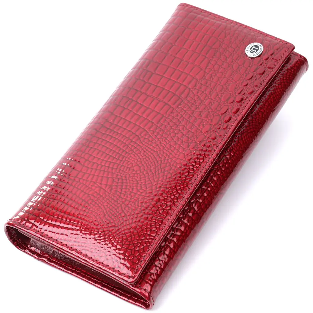 Гаманець для жінок із натуральної лакованої шкіри ST Leather 22680 червоний - фото 11