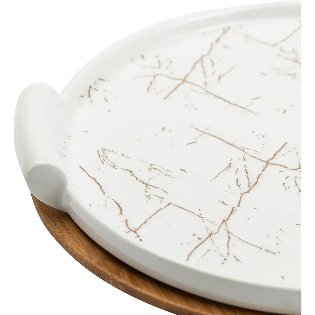 Тортовница Yiwu фарфоровая со стеклянной крышкой 25 см HP1203 - фото 5