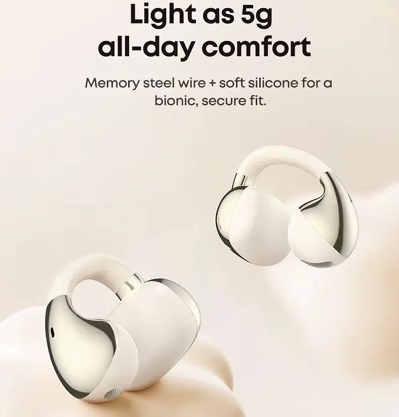 Кісткові навушники-кліпси з спрямованим звуком Langsdom TS-32 Pro з Bluetooth 6.0 Бежевий - фото 7