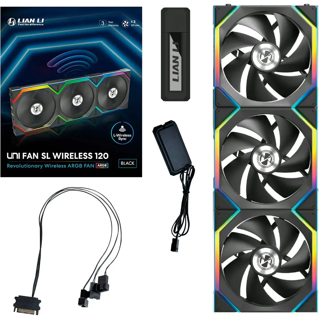 Кулер до корпусу Lian Li Uni Fan SL WIRELESS 120-3, Black (G99.12SL1W3B.00) - фото 2