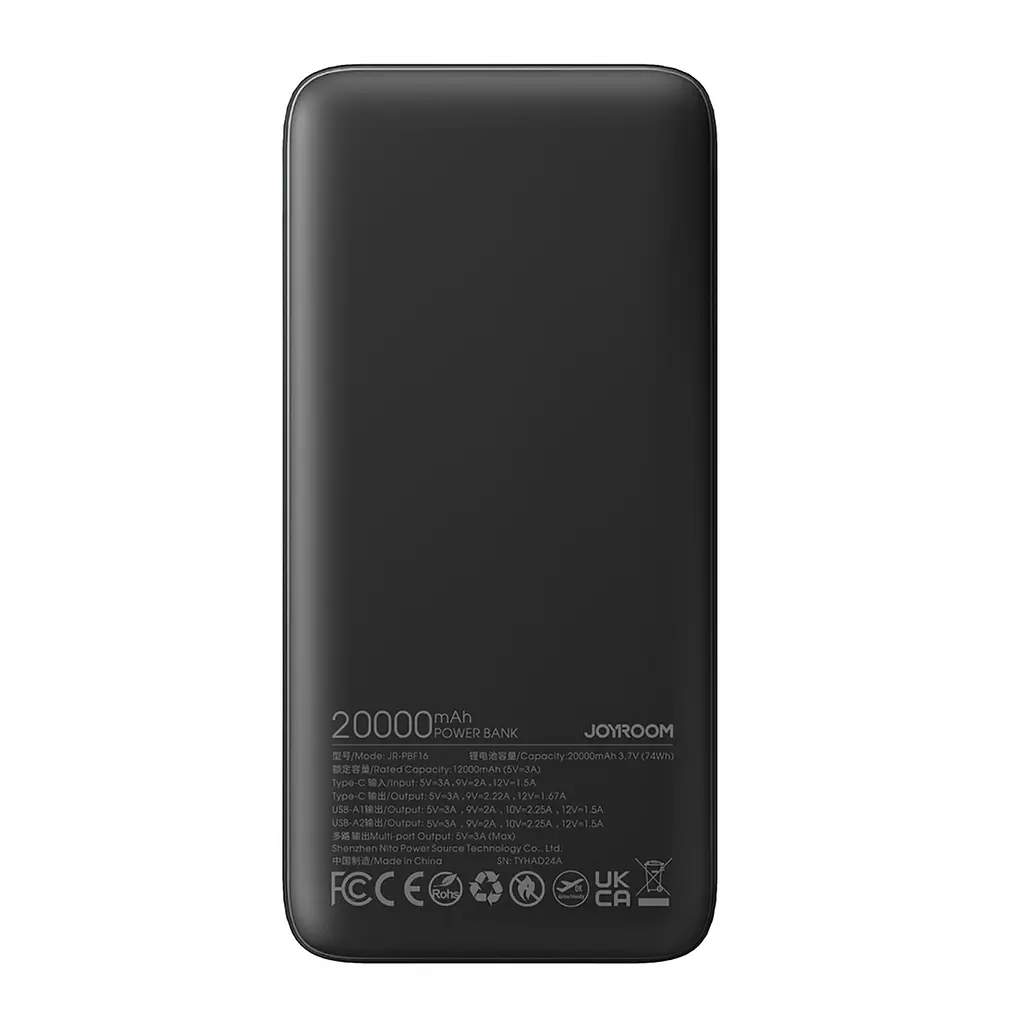 УМБ Joyroom JR-PBF16 20000mAh QC+PD 22,5W Black (6956116717360) - фото 2
