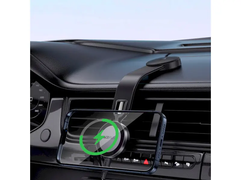 Автомобільний тримач для смартфона Acefast D37 Fast Wireless Charger Magnetic Car Holder Black (6974316283546) - фото 6