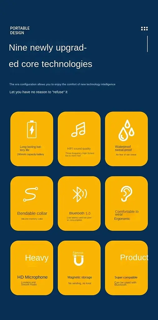 Беспроводные нашейные наушники WH001K, BT5.0, вакуумные, IPX5, 280mAh, 8h, black - фото 3