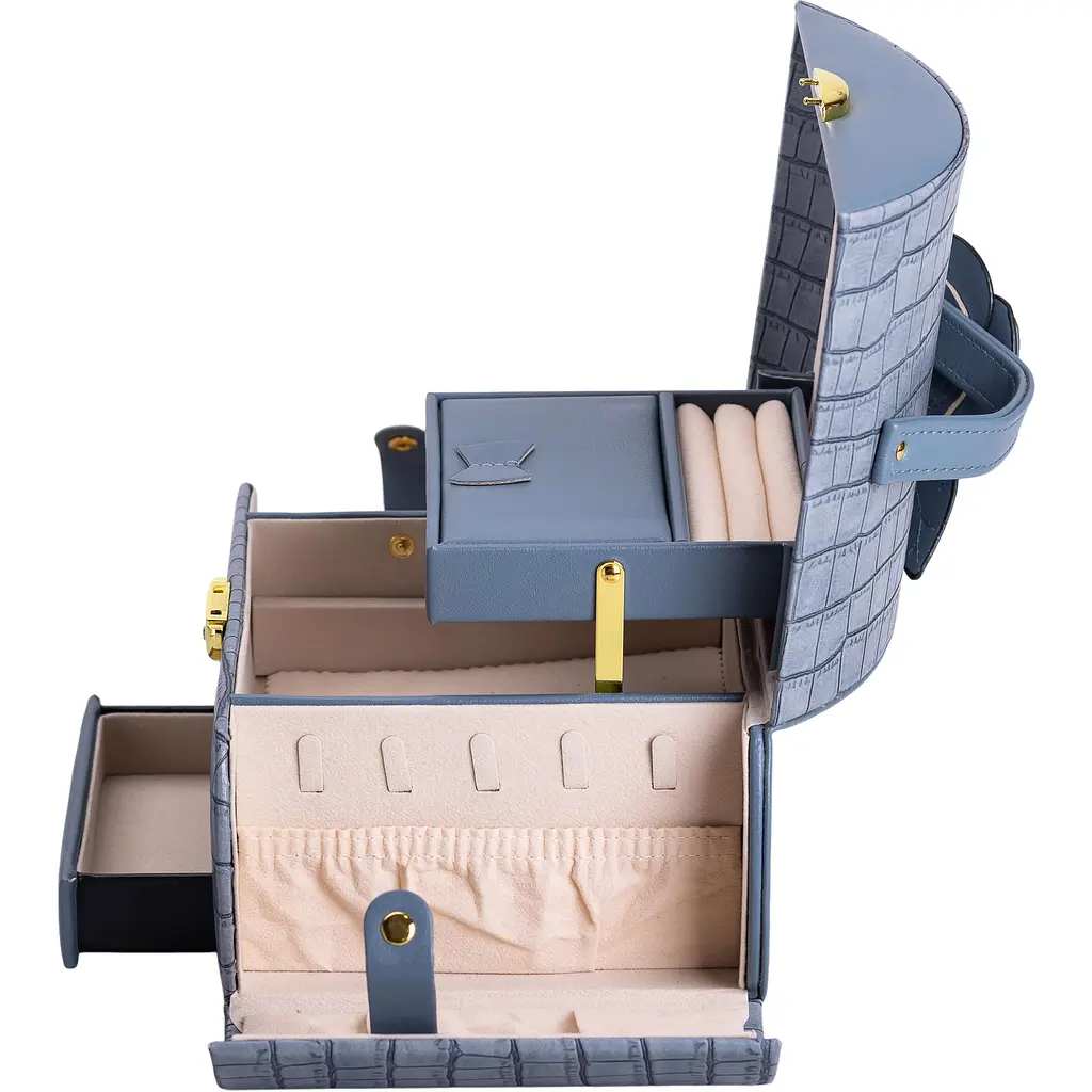 Кейс-органайзер Yiwu для украшений с защелкой 24x17x18 см синий HP-5-21BL - фото 8