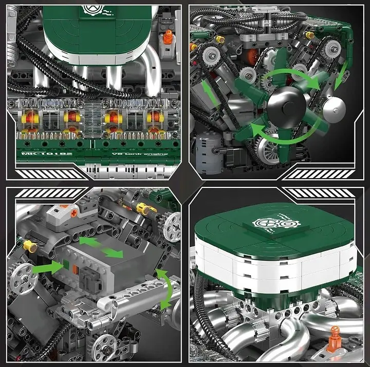 Конструктор двигун Mould King V8 Tank Engine моторизований дитячий танк 2250 деталей - фото 7