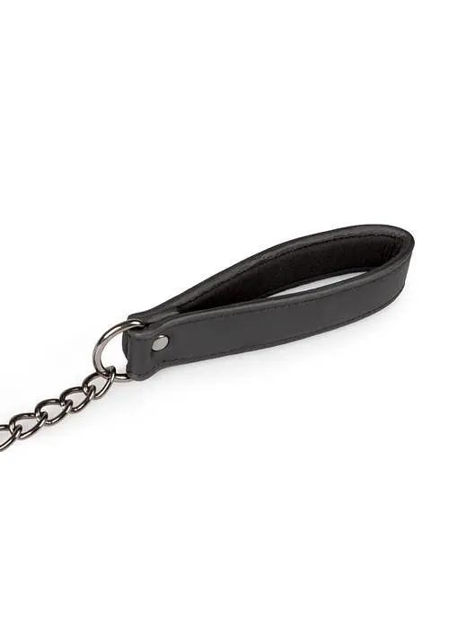 Нашийник EasyToys Leather Collar With Nipple Chains (чорний) - фото 4