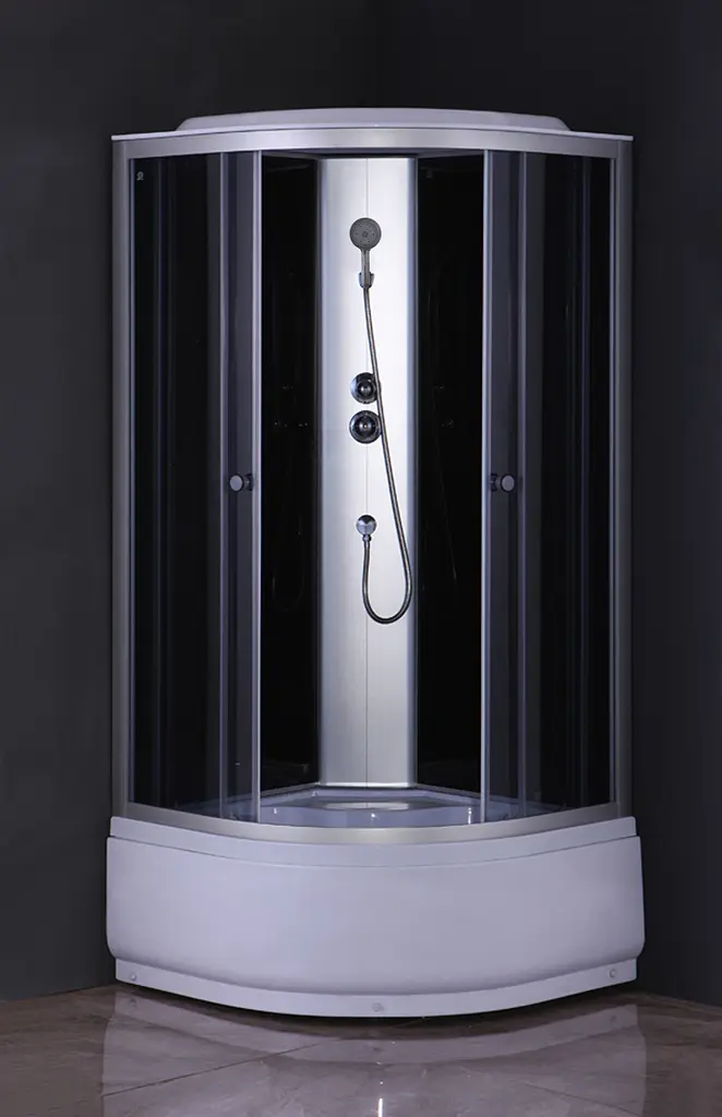 Душовий бокс без гідромасажу Mixxus Strong SB01-90x90x215-GR Satin з високим піддоном MI6885, Хром матовый, тонований, хром матовий - фото 8
