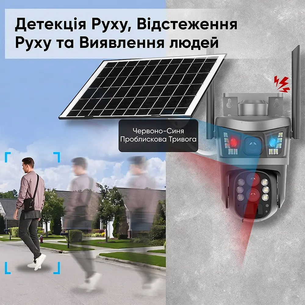 IP PTZ-відеокамера автономна з 4G та сонячною панеллю 3Mp+3Mp Light Vision VLC-9530IG10Z/2C3S (Solar) f=4+8mm, на акумуляторних батареях (75-00359) - фото 2
