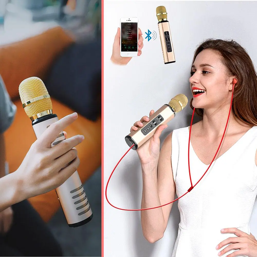 Бездротовий караоке-мікрофон Losso K6 Premium з вбудованим динаміком і Bluetooth Gold (18960) - фото 7