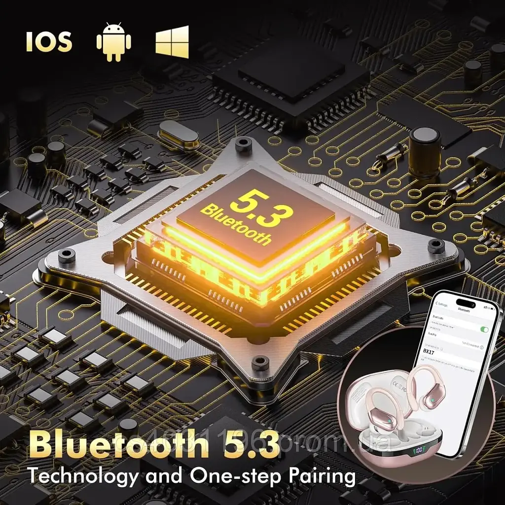 Бездротові Bluetooth-навушники BX17 з вушними гачками до 80 годин роботи - фото 6