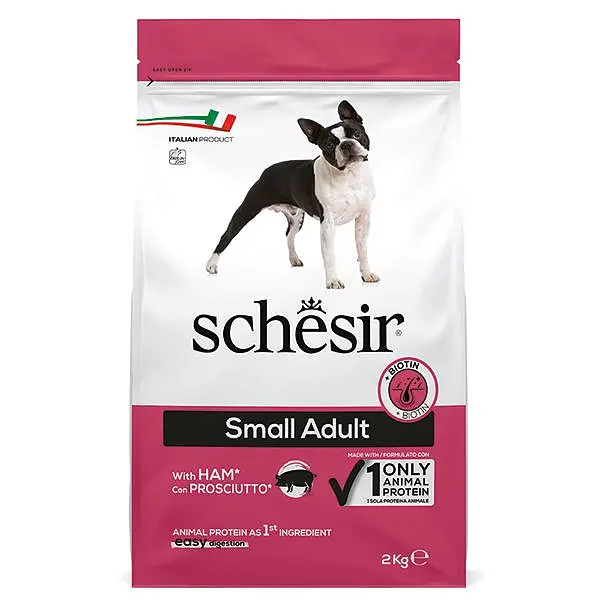 Сухий монопротеїновий корм Schesir Dog Small Adult Ham Шезір для дорослих собак малих порід з шинкою 2 кг (ШСВМВ2)
