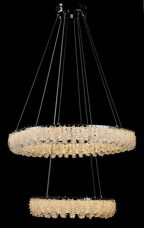 Двоярусна підвісна кришталева люстра L33038/600+400/2 LED (CH) - хром, 182 Вт, діаметр 60 см, від 16 до 25 м2 - фото 3