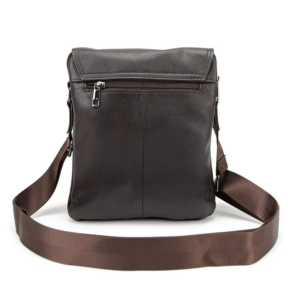 Шкіряний месенджер з клапаном на два відділи Tiding Bag M56-3508C коричневий - фото 7