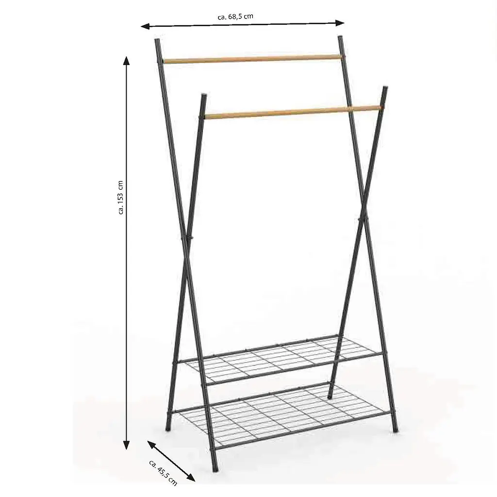 Стійка для одягу Casa Si Garment Rack Bamboo Black (CS92309W04) - фото 5