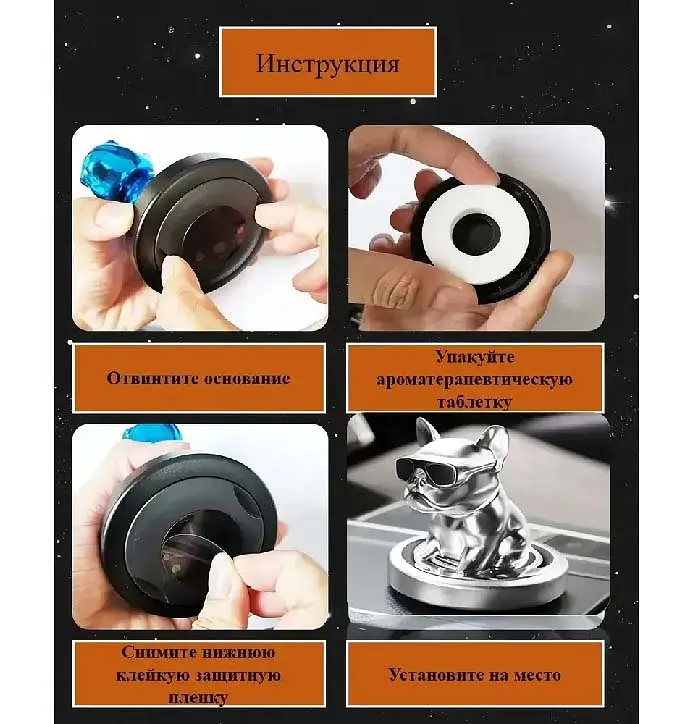 Автомобільний ароматизатор із хитаючоюся голівкою Lucky Bear CHAOBAO Чорне золото (Cologne) - фото 2