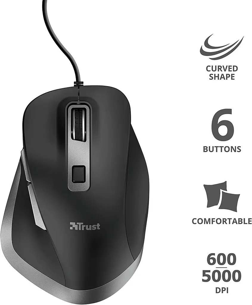 Компьютерная мышь Trust Fyda ComFortable ECO USB-A черно-серый teh0014012 - фото 3