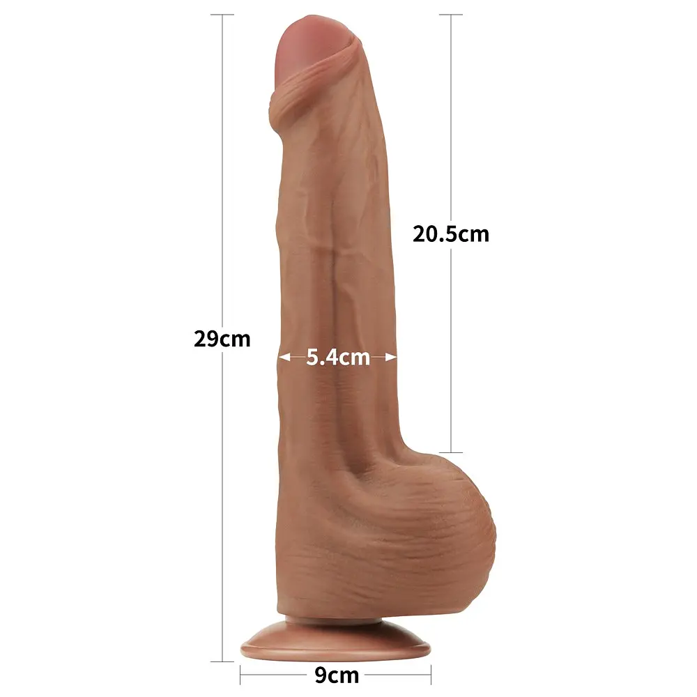 Фалоімітатор LoveToy Sliding-Skin Dual Layer Dong 29 см коричневий - фото 18