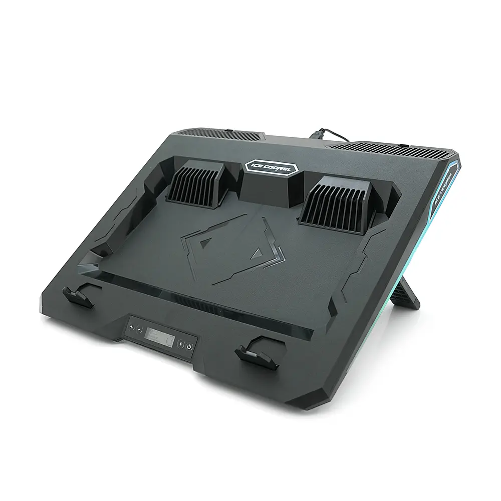 Підставка під ноутбук IceCoorel A3, 10-15.6", 2*60мм 2800±10% RPM, корпус пластик, 2xUSB2.0 + LCD + speed controllers, 400x350x45mm, Black, Box, Q10 - фото 4