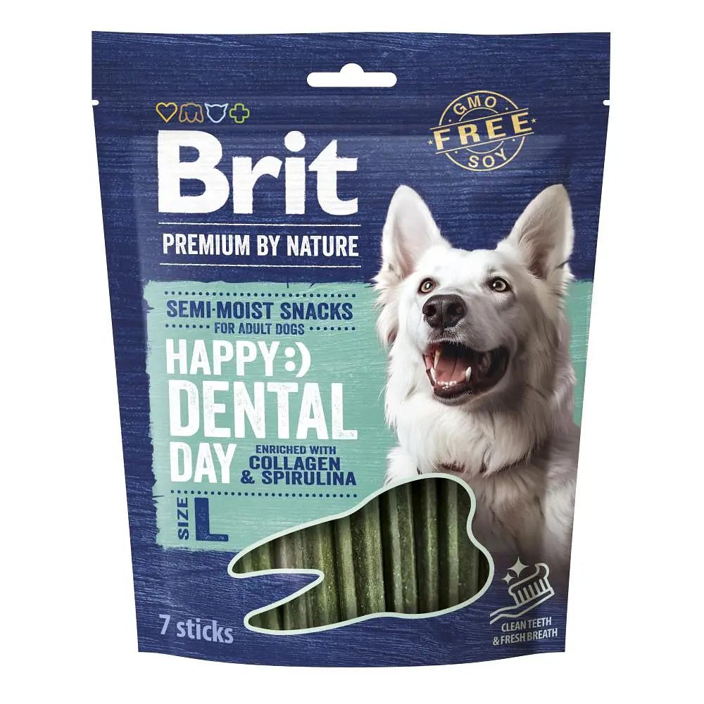 Ласощі для собак великих порід Brit Premium Dental L з колагеном і спіруліною, 250 г (112284/573967)