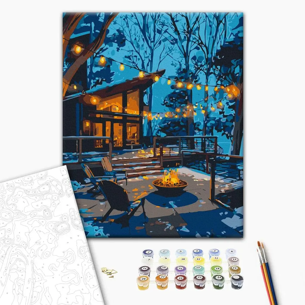 Картина за номерами Вечір у світлі гірлянд BS54486 Різнокольоровий shop (9995482468855) - фото 2
