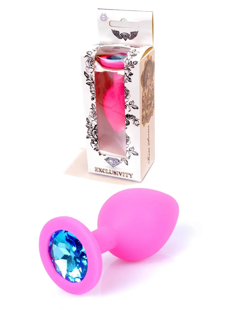Анальна пробка Jewellery Pink Silikon PLUG Medium Light Blue Diamond Boss Series 64-00085 100358