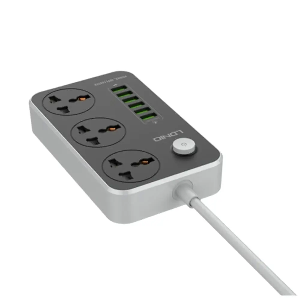 Сетевое зарядное устройство удлинитель LDNIO SC3604 6 USB 3 розетки 2m серо-черный - фото 5